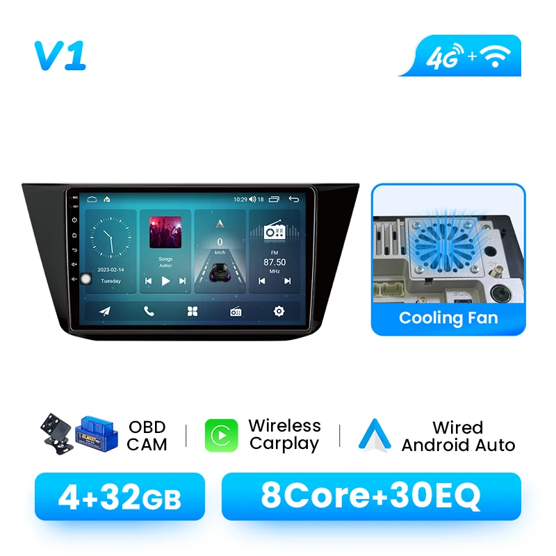 Draadloze CarPlay Autoradio Speler Voor Volkswagen Tiguan 2 Mk 2016 2017 2018 2019 Android 14 Multimedia GPS 4G Wifi DSP IPS 2 Din