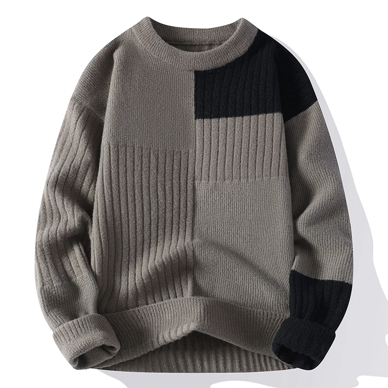 

Men's Long Sleeve Sweater Autumn Winter Thick Cashmere O-Neck Sweater men Pullover Knitted Loose Men wool pullovers M-4XL