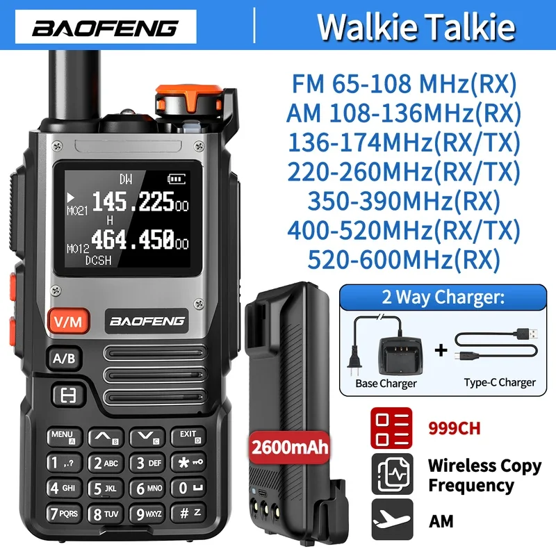 Baofeng UV-K61 Walkie Talkie Wireless Copy Frequency Air Band FM Radio TYPE-C Charger NOAA UV-5R UV-K6 UV-K58 Two Way Ham Radio