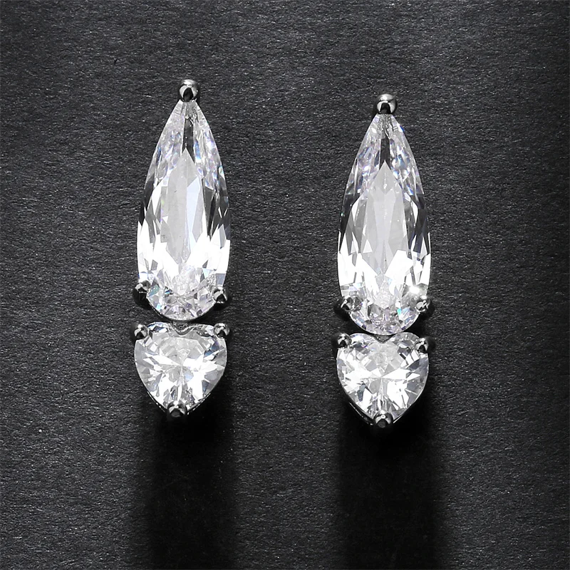 ZAKOL Pear Cut Solitaire White Zircon Mini Stud Earrings Exquisite Crystal Water Drop CZ Earring Jewelry Gift for Women Girls image 4