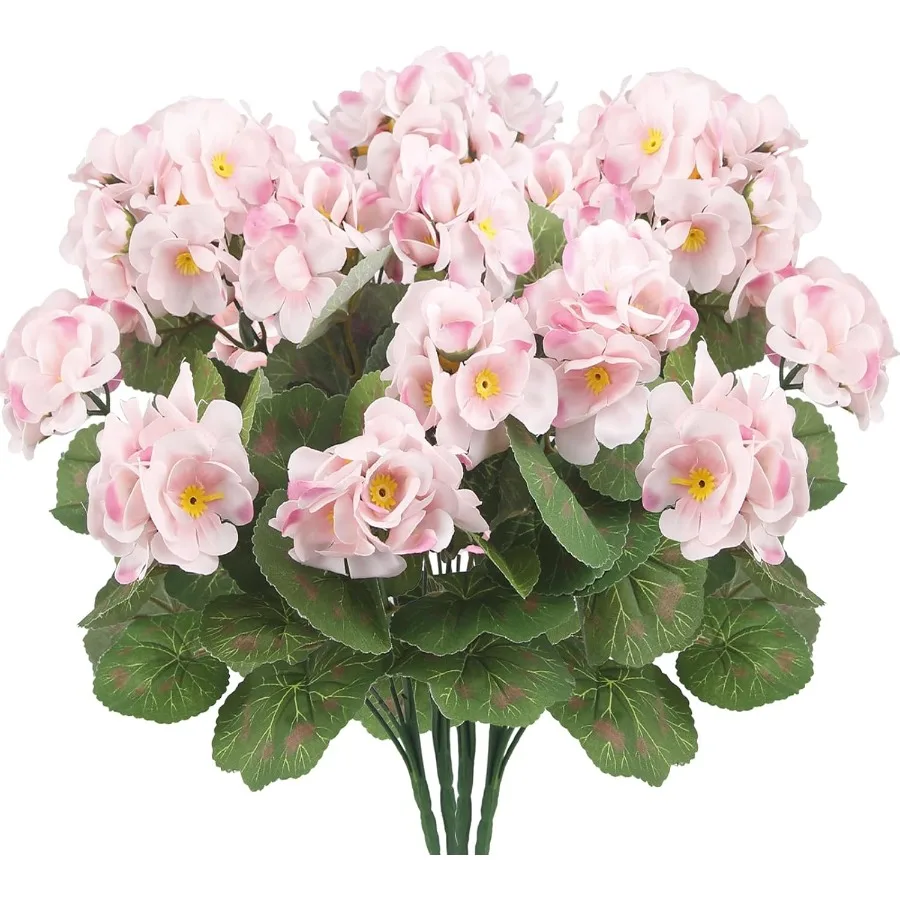 

4 Pcs Artificial Geranium Flowers for Outdoors Silk Geraniums Flowers Outdoor Pink Geranium Bush Faux Flowers Geraniums for Out