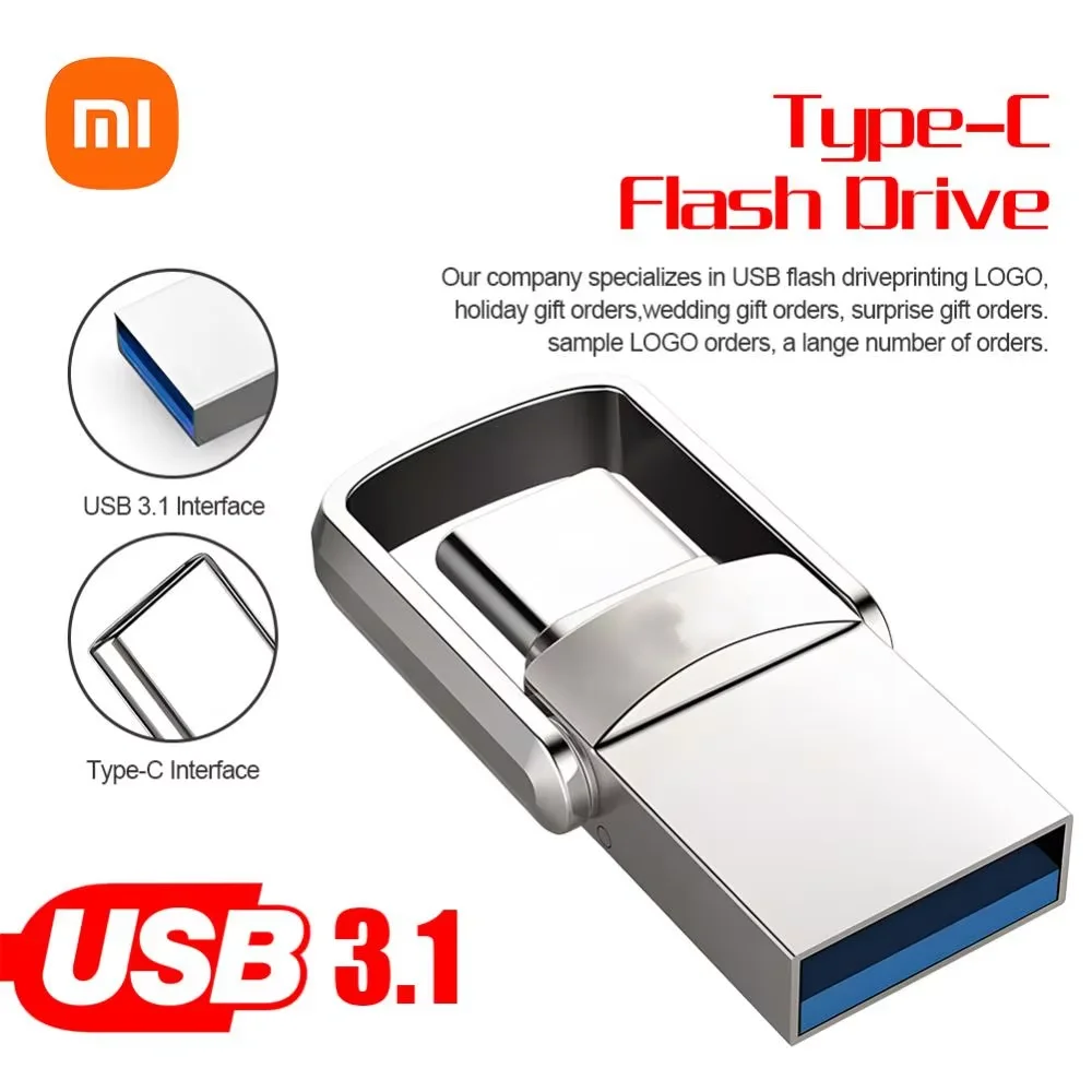 정품 샤오미 USB 플래시 드라이브 3.2 C 타입 펜 드라이브 메모리 스틱, 256GB, 128GB 플래시 디스크, 방수 메모리 스틱 어댑터, 2TB