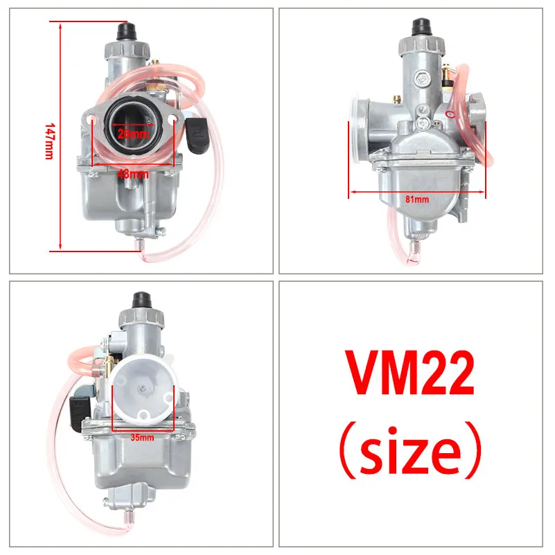 VM22 26mm Carburetor for Mikuni Intake Pipe Pit Dirt Bike 110cc 125cc 140cc Lifan YX Zongshen Pit Dirt Bike XR50 CRF70 KLX BBR