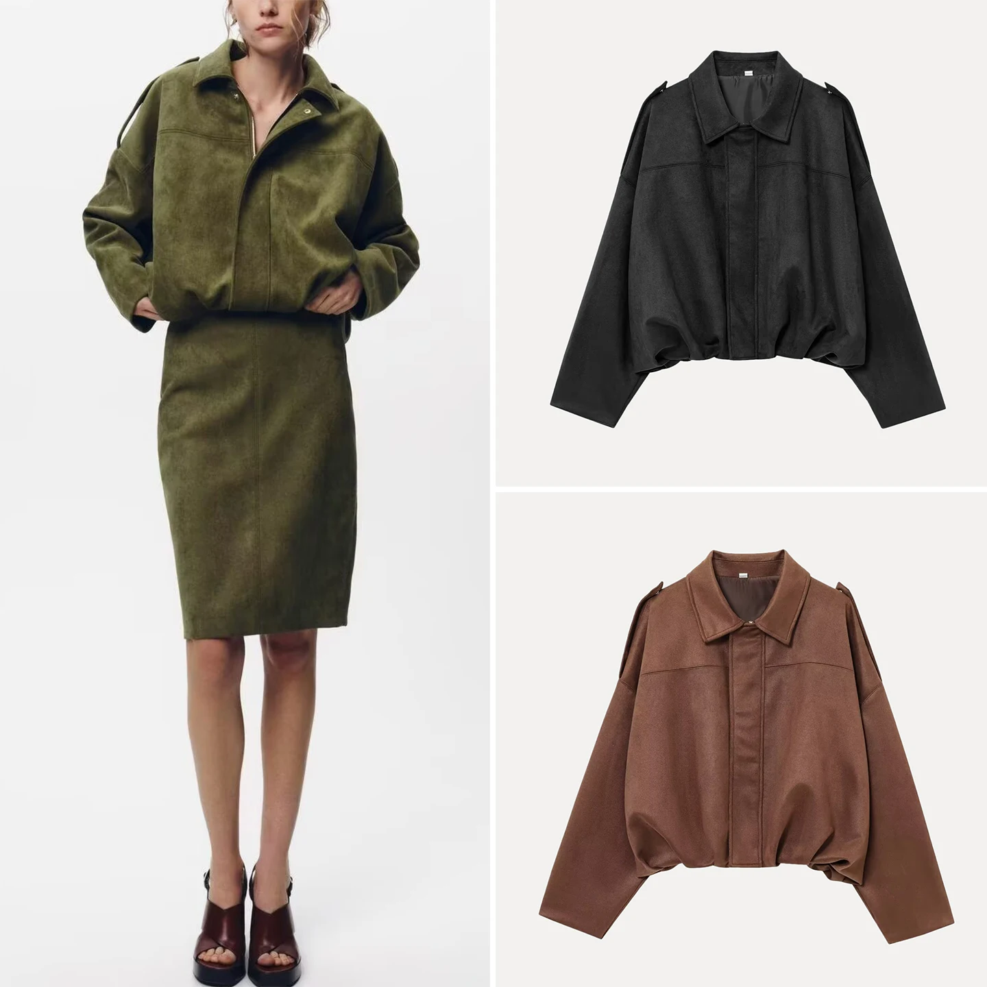 

Fall 2025 Women's Pilot Jaet Velvet Texture Effect Stand Fit ort Outerwear Z Brand European Sle Ladies Coat