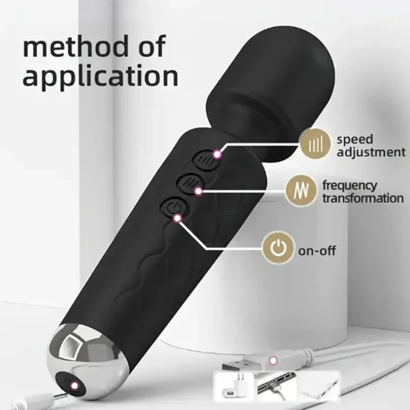 Bâton de massage électrique portable, 8 modes réglables, 20 modes, adapté au dos, au cou, aux jambes, à l'audio, permet de soulager la fatigue et de détendre le corps