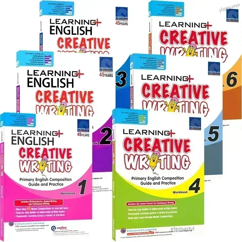 

SAP Learning Creative Writing Workbooks Singapore Learning Series Basic Stage English Writing Workbook for Grades 1-6BOOKS