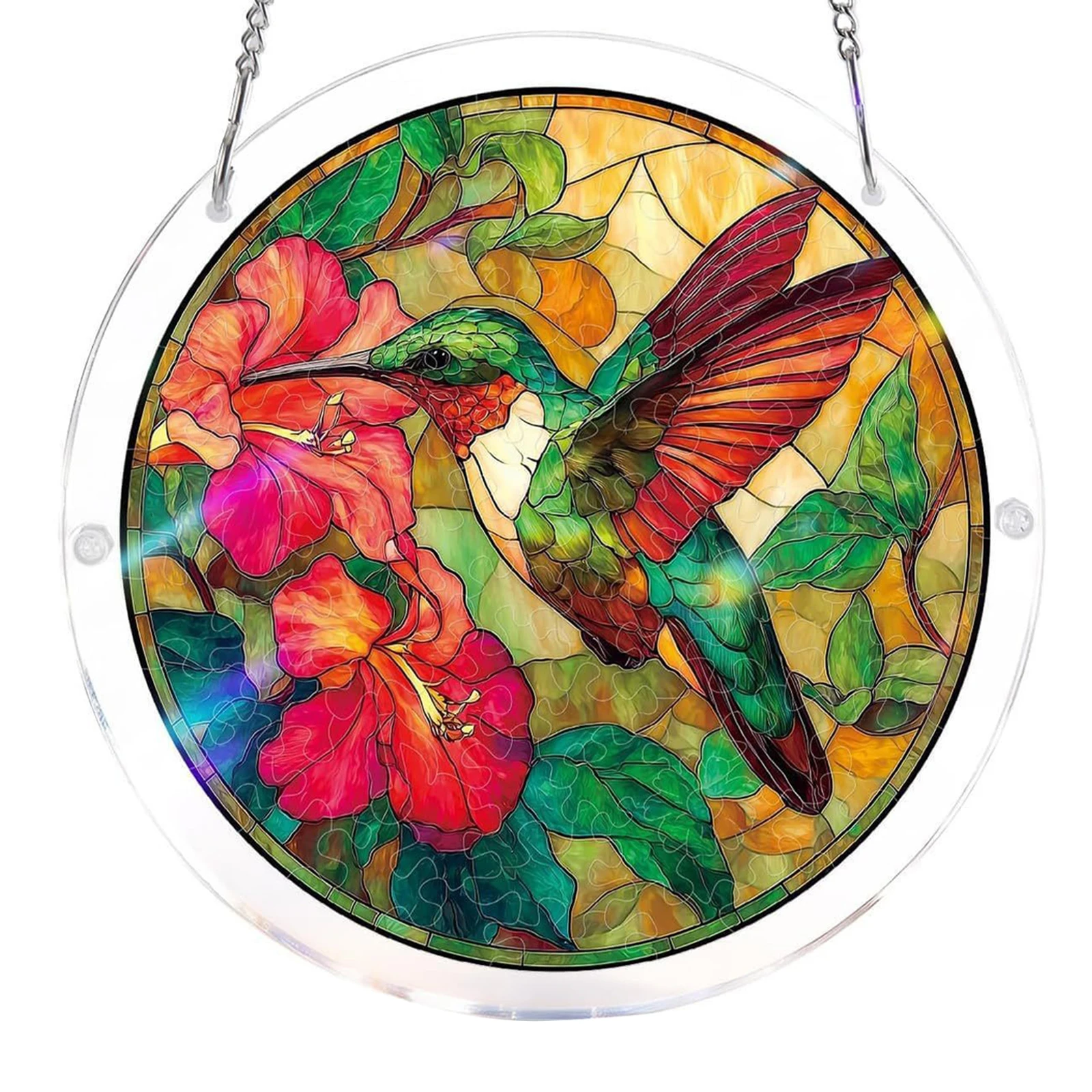 

Acrylic Jigsaw Puzzle Suncatcher Window Hanging Crafts Window Suncatcher Acrylic Puzzle for Living Room Bedroom Summer Home Balcony Decor (L-22cm Style 4)