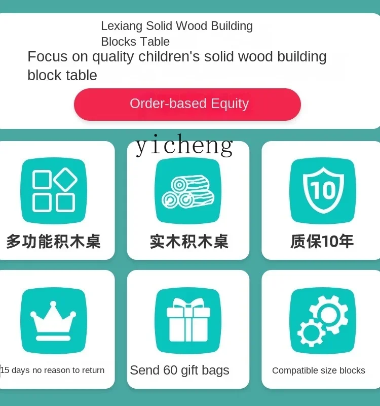 Mesa de construção de madeira maciça XL Mesa de estudo de jogo multifuncional Mesa de brinquedo de montagem de quebra-cabeça de madeira
