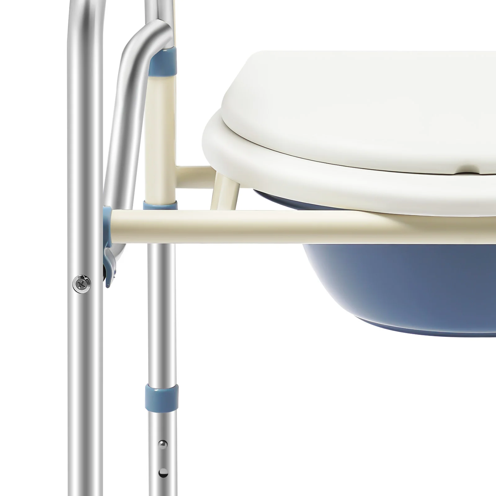 Leichter, faltbarer Toilettenstuhl, perforierte Stühle, Sicherheits-Toilettenstuhl mit verstellbarer Höhe für ältere Menschen – Detail 8