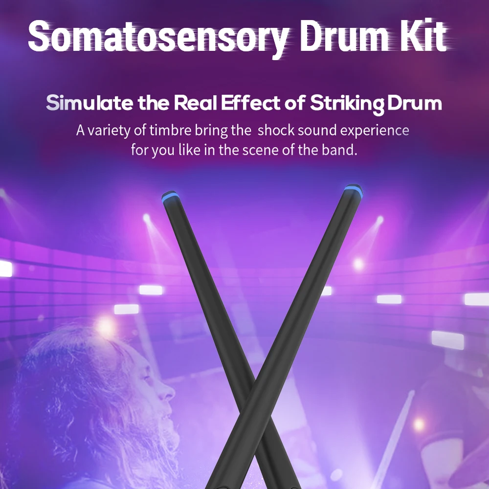Virtual Reality Drum Set 1 Set Somatosensory Virtual Drum Kit Air Drumsticks Musical Instrument for Home Studio Outdoor Camping