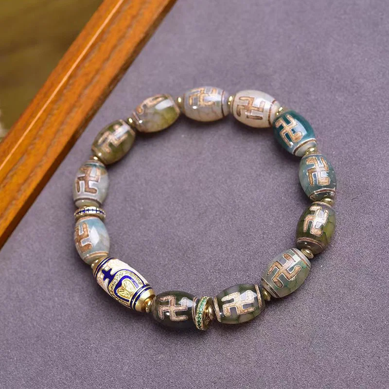 Natural Onyx Wanzi Tianzhu WenPlay Bracelet SingleCircle Rich Armor Nine Eyes Tianzhu Turquoise Agate Fox Accessories HandString