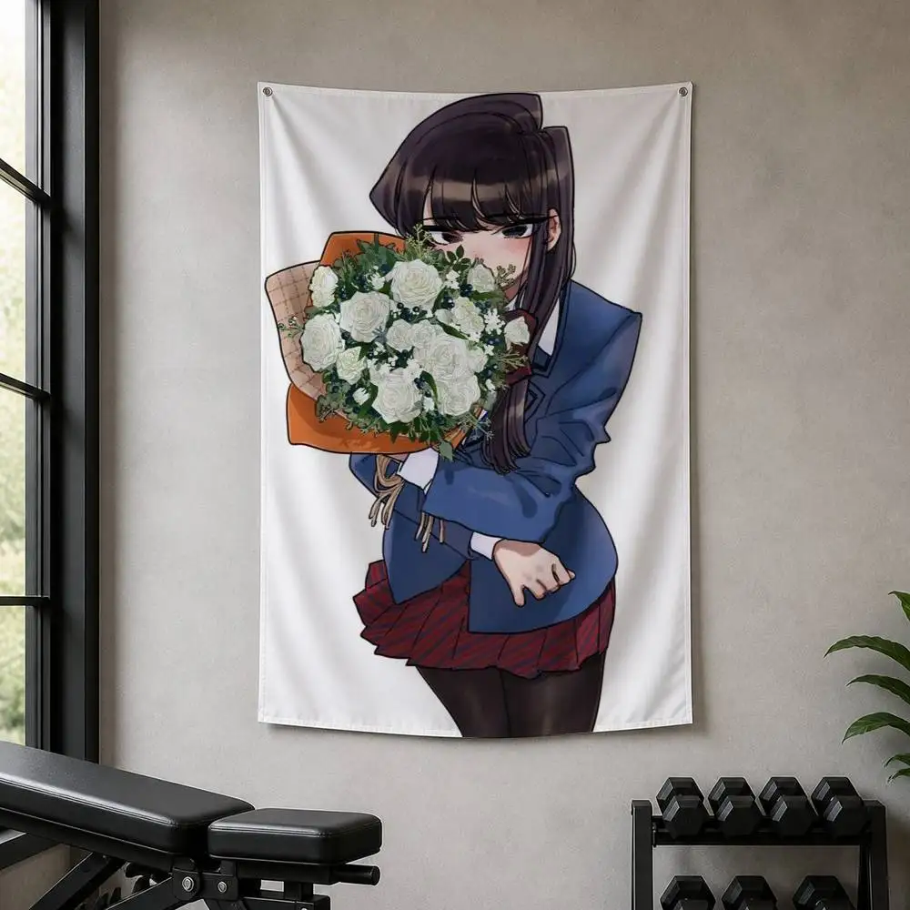 Komi Can't Communicate  Decorative Art Flag Banner for Picnic Camping Party and Home Decor