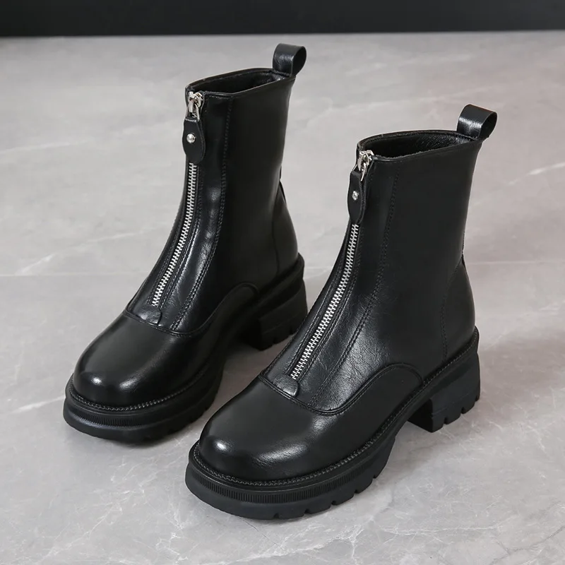 Wysokie obcasy damskie Buty 2022 New Winter Chelsea Boots Chunky Designer Brand Luxury Zipper Ankle Shoes Goth Punk Mujer Zapatos