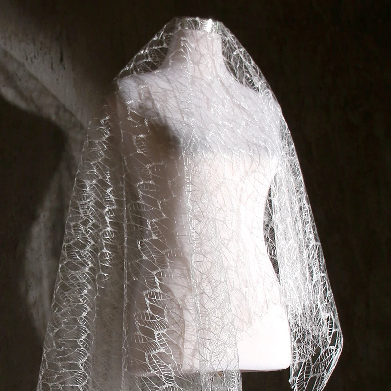 

Leaf Pattern Texture Mesh Fabric Elastic Thin Soft Lace Fabric Skirt Dress Background Decor Diy Sewing Material