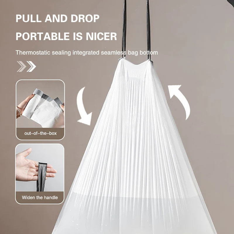 Drawstring Garbage Bag Free Tear Household Thick Portable Kitchen Garbage Bucket Plastic Bag Automatic Closing Large