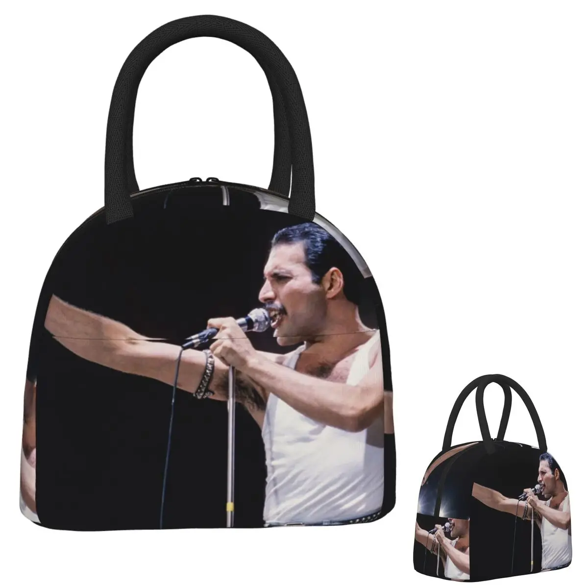

Queen Freddie Mercury (10) Сумка для обеда Изолированная коробка для бенто Портативная сумка для обеда Герметичная сумка для пикника Сумка-холодильник для женщин и девочек