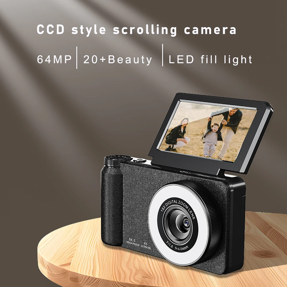 

Vandlion A67B CCD Camera 64MP Photography Fill Light Selfie 3.0" Flip Screen 2000mAh Large Battery Life OTG Digital Camera