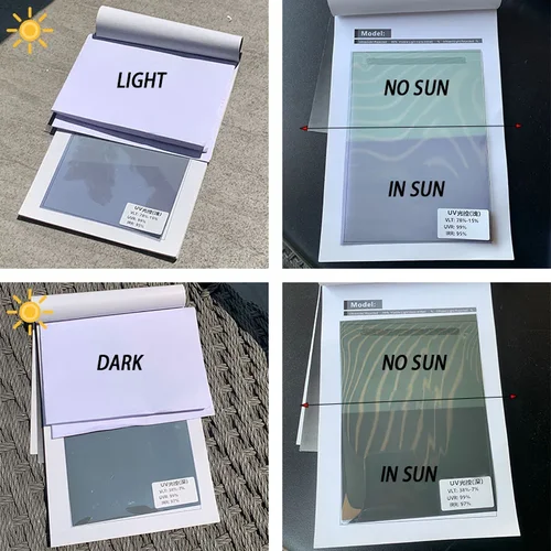 Imagen 2 del producto Película fotocromática de tinte Solar para coche, Control Solar, parabrisas, película de aislamiento térmico cambiada de Color, accesorios de protección de ventanas