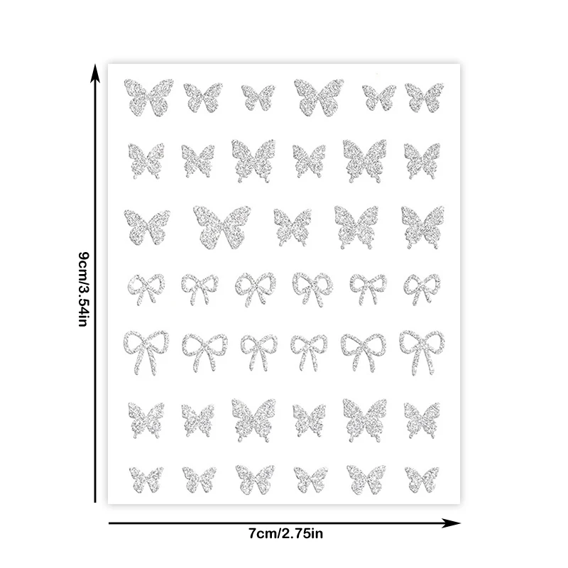 Pegatinas de uñas con forma de Flash de diamantes rotos, accesorios de calcomanías adhesivas de estrellas de amor de arco