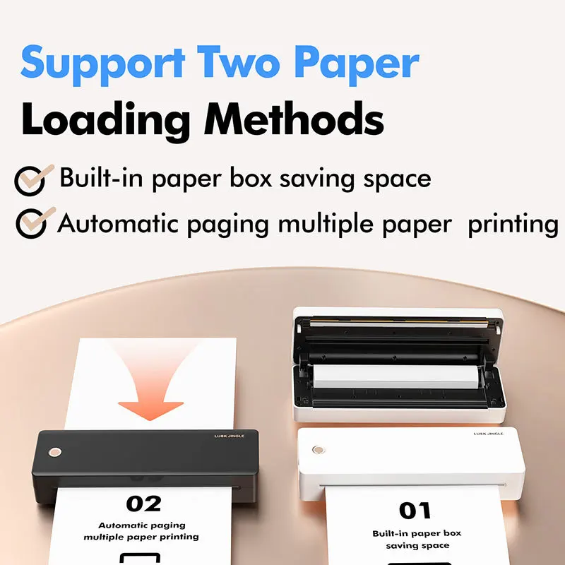 A4 Portable inkless Mini Thermal Printer Supports A4 Thermal Paper Wireless Bluetooth Mobile Travel Printers for Car & Office