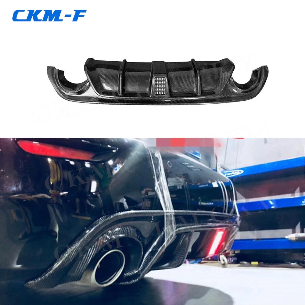 

for Infiniti Q50 Q50S 2014-2017 Carbon Fiber Rear Bumper Diffuser Lip Spoiler Rear Diffuser with Brake Light