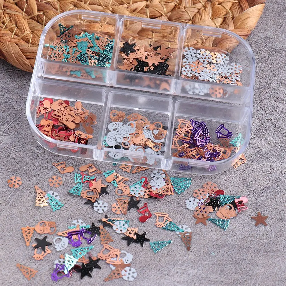 Winter Shiny Slices Nail Jewelry Elk Snowman Nail Flakes Nail Art Decoration 3D Sparkles Sequins Christmas Nail Sequins