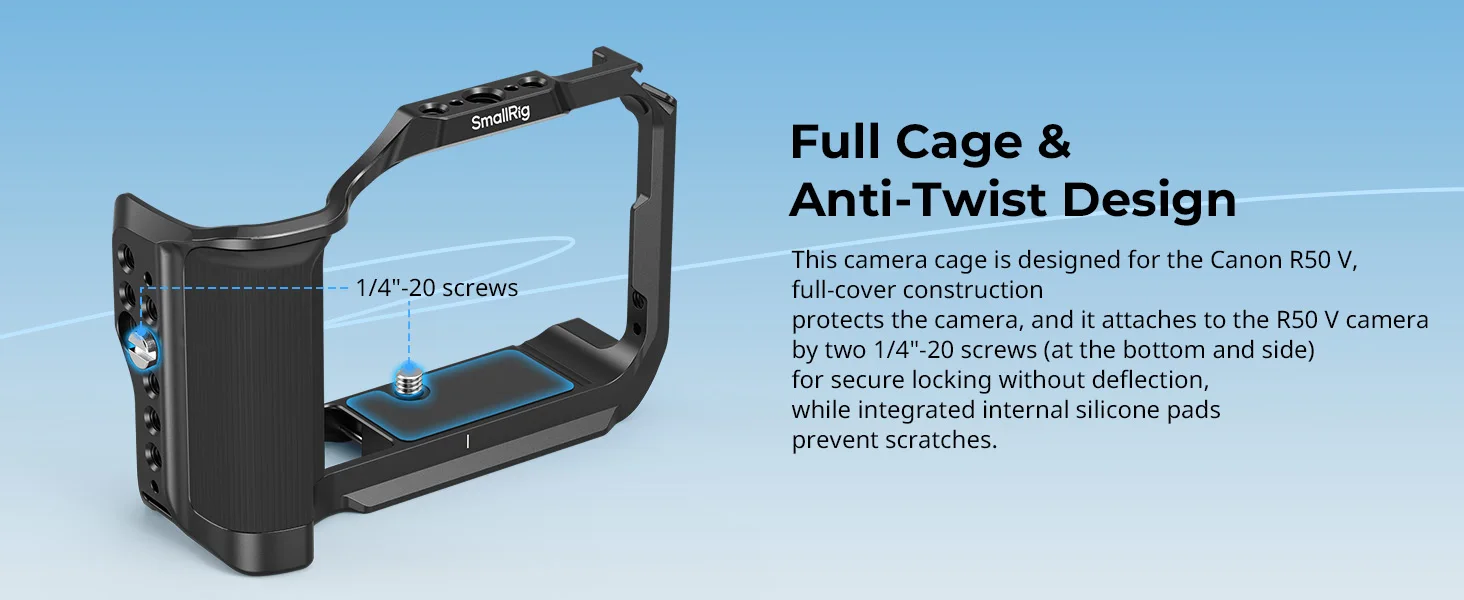 SmallRig Cage für Canon EOS R50 V mit Silikongriff und Arca-Swiss Schnellwechselplatte für Stative für DJI RS Stabilisatoren -5427 – Detail 2