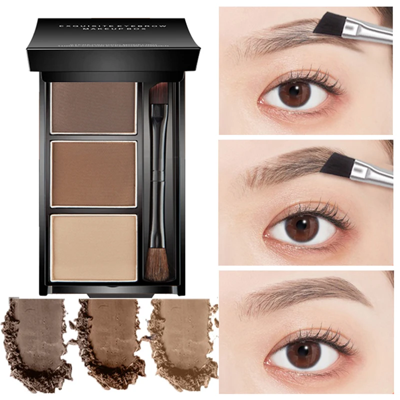 3 Colors Eyebrow Powder Waterproof Lasting Non-smudge Natrual Eyebrow Tint Makeup Palette Eye Brow Enhancers Pigment Cosmetic