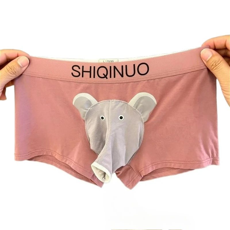 Boxershorts Elephant Nose Men Sexy Underwear Open Sheath Pouch Mens Boxers Shorts Smooth Male Lingerie Bottoms Boyfriend Gifts
