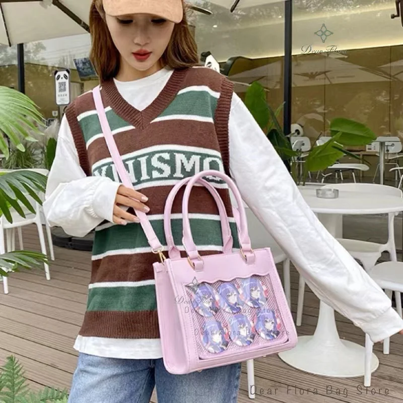 Y2K Women\'s Fashion Ita Bag Sweet Girl Transparent Crossbody Bags Trendy Tote Bag Lolita Shoulder Bag DIY Display Handbag Purses