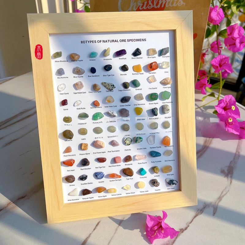 

80 kinds of crystal ore ornament agate raw stones children's teaching science and technology collection