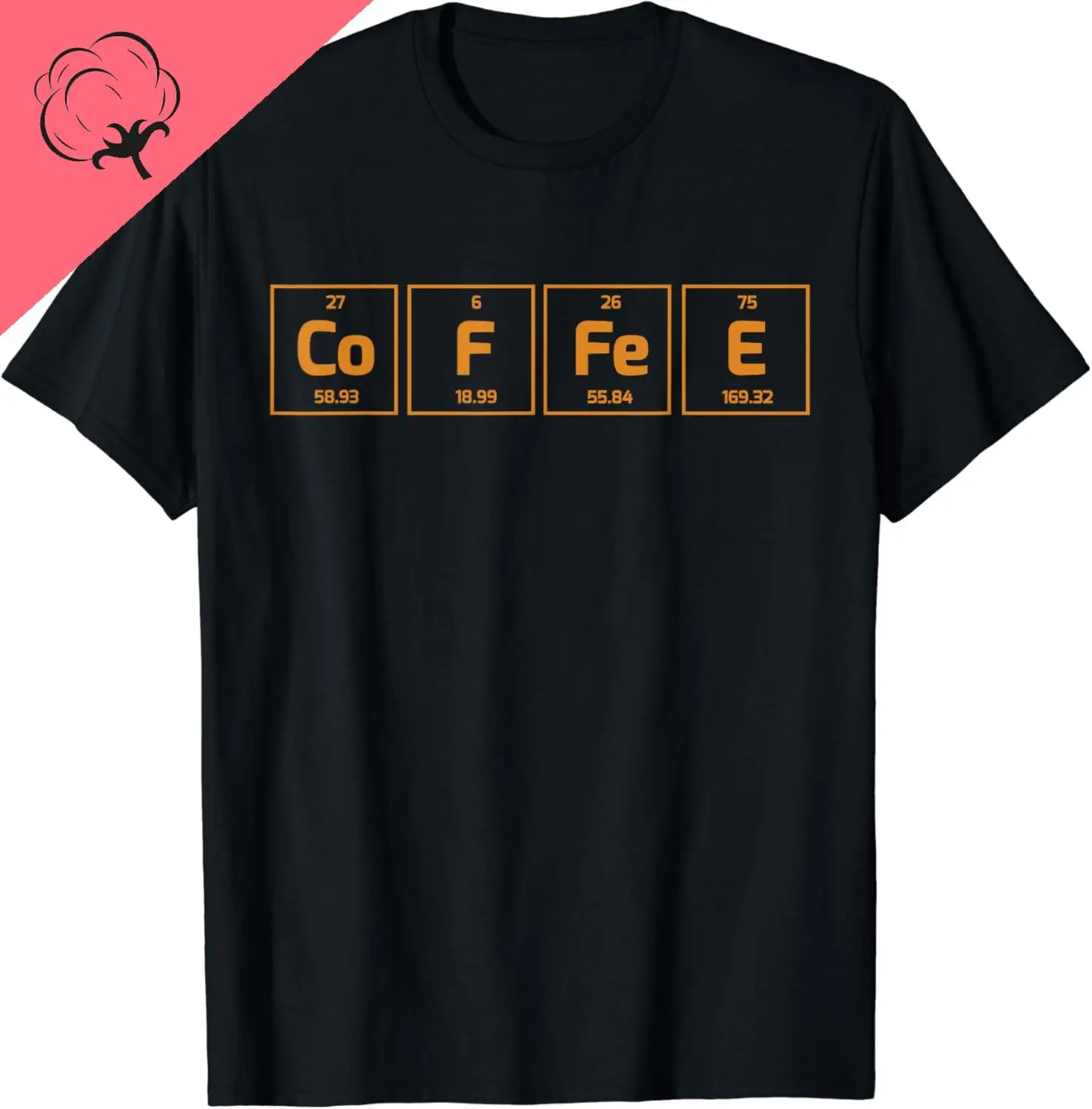 Coffee Science Element T-Shirt - Periodic Table of Coffee T Shirts Cotton Unisex Summer Soft Tops Graphic T Shirts Camisetas