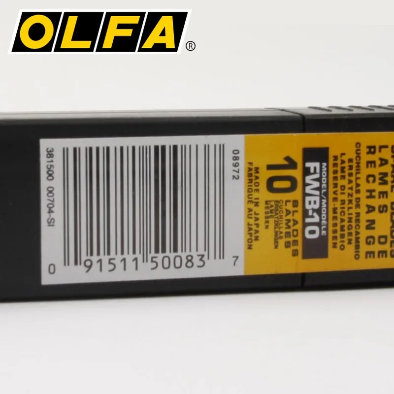 OLFA FWB-10 Spare Blades 12.5mm Black Mid-size Blade 0.25mm Thick Ultra-sharp Replacement Blade for FWP-1 Cutter MT-1 Knife