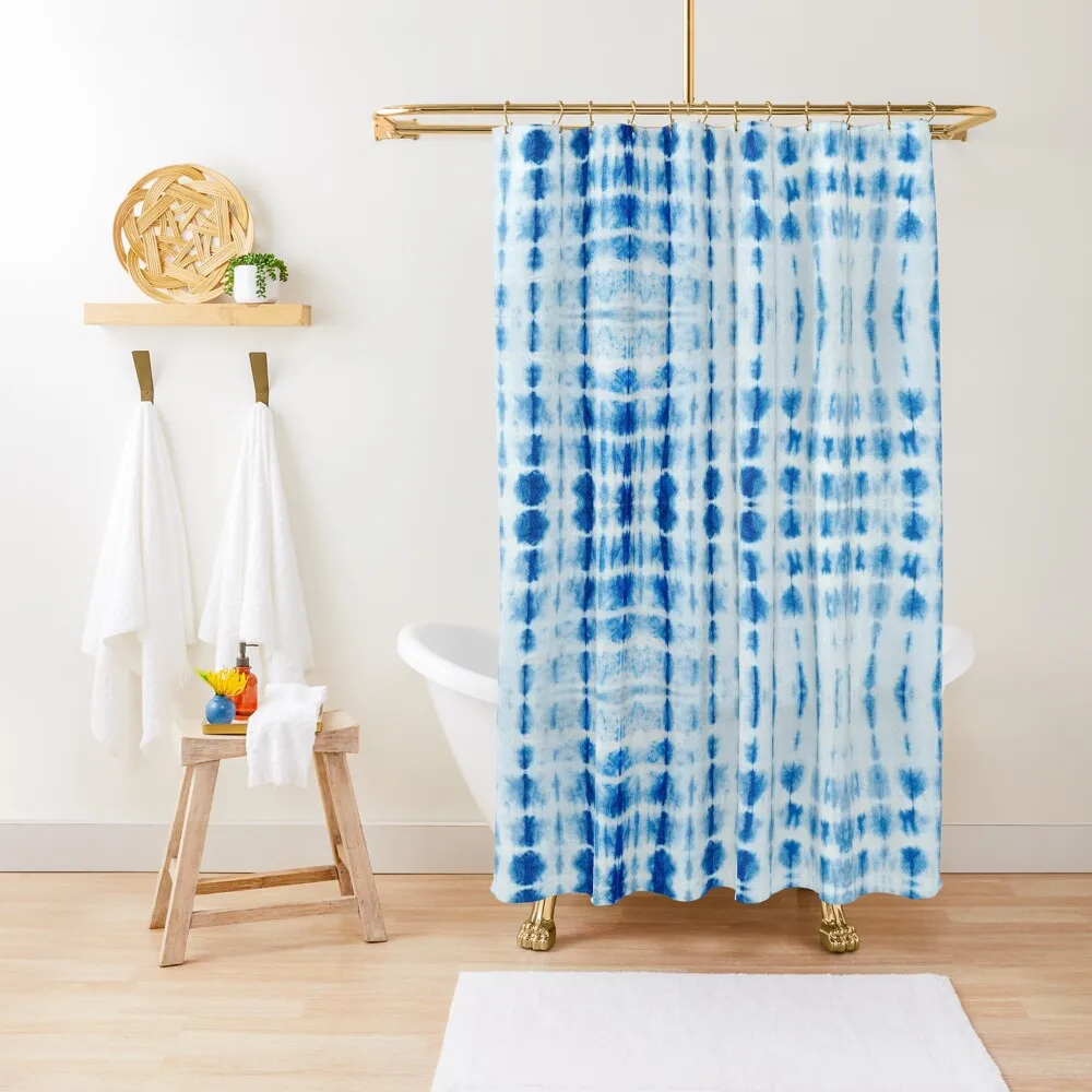 

Indigo Blue and white tie dye pattern lines Shower Curtain Accessories For Shower And Services For Shower Cute Curtain