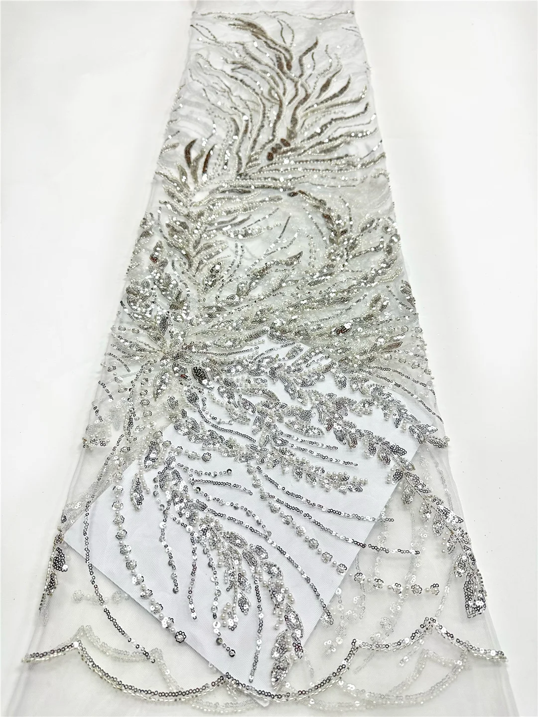 African Beads Groom Tulle lace Fabric High Quality Sequins Embroidery French Tulle Laces For Nigeiran Party Dress-SHIT1204