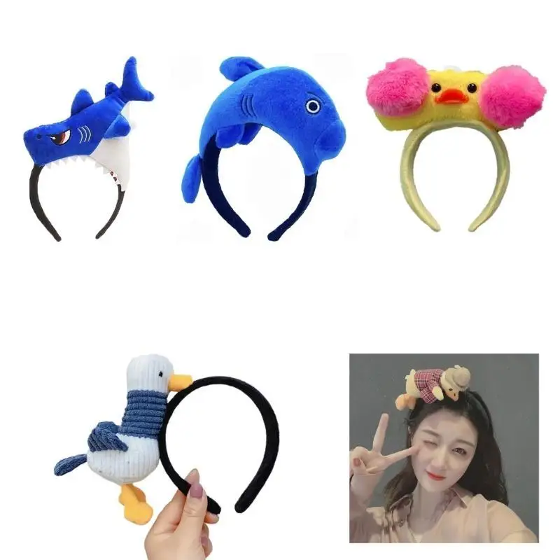 652F ぬいぐるみ漫画ヘッドバンドコスプレ衣装 動物ヘアフープ誕生日パーティーかぶと洗顔ヘアバンド髪の装飾