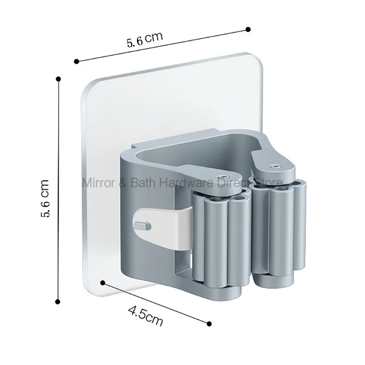 Wall Mounted Mop Broom Holder Self Adhesive No Drill Storage Rack Waterproof Cleaning Tool Organizer for Bathroom Home - view 6