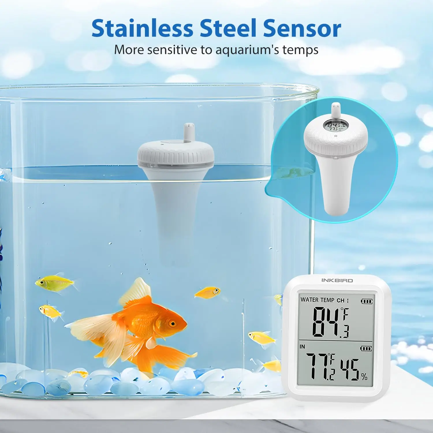 INKBIRD-Piscine flottante sans fil de 2e génération, Therye.com avec affichage, adaptée au bain à remous, piscine, aquarium, sécuritaires à poissons