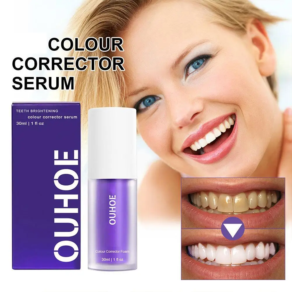 

Whitening Fresh Breath Brightening Purple Toothpaste Remove Stain Reduce Yellowing Care For Teeth Gums Oral 30ml Hot Selling