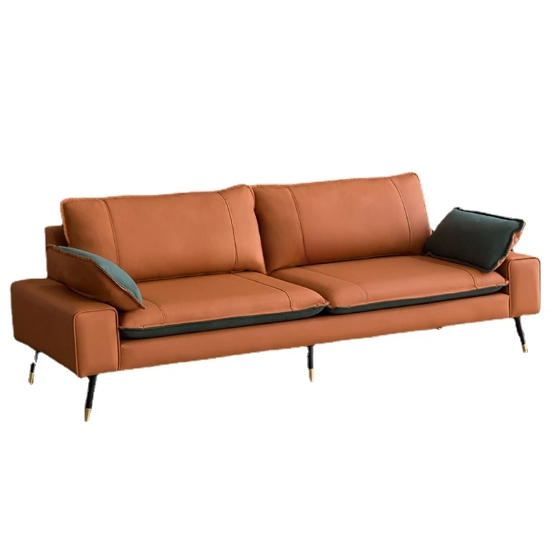 

Italian Style Light Luxury Nordic Small Apartment Sofa Faux Leather Leather Living Room Straight Row Sofa