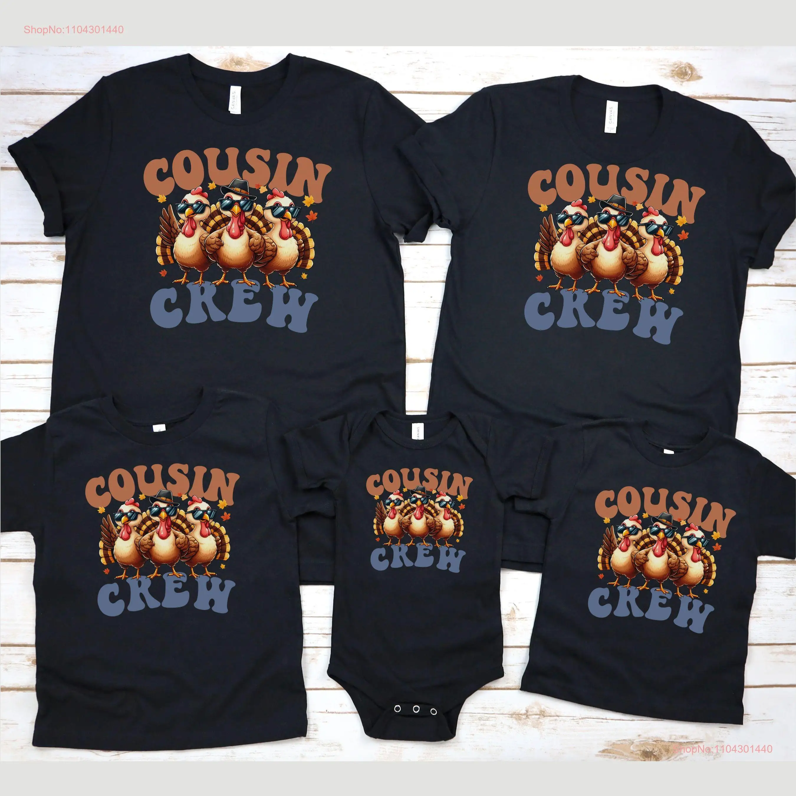 

Осенняя футболка Cousin Crew для семейной поездки на День Благодарения Cousins в тон с длинными или короткими рукавами