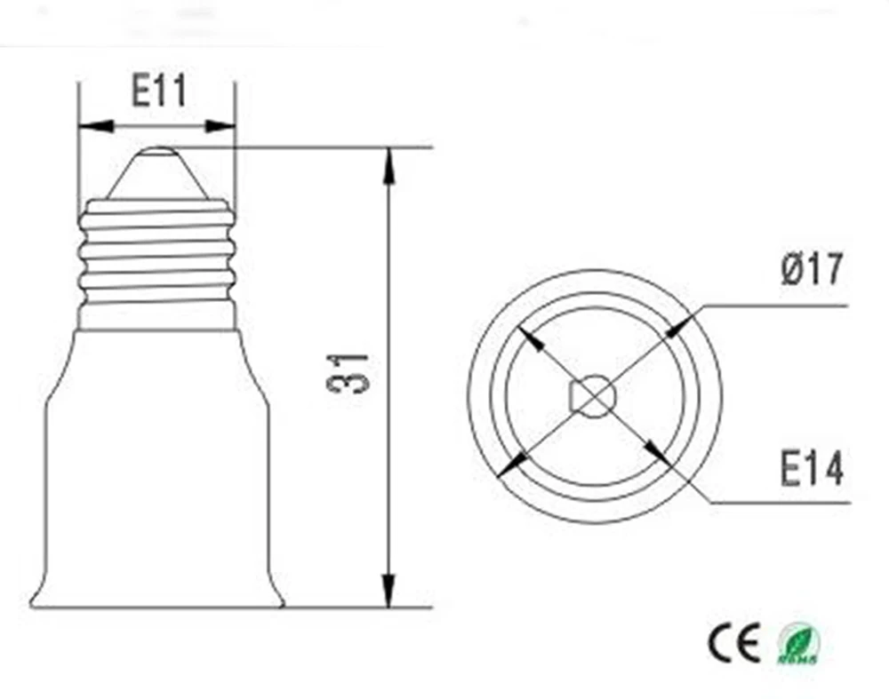 2pcs E11 to E14 Light Socket adapter E11 to E14 Candelabra lamp holder converter,Install EU Standard Candle lamp into E11 Socket