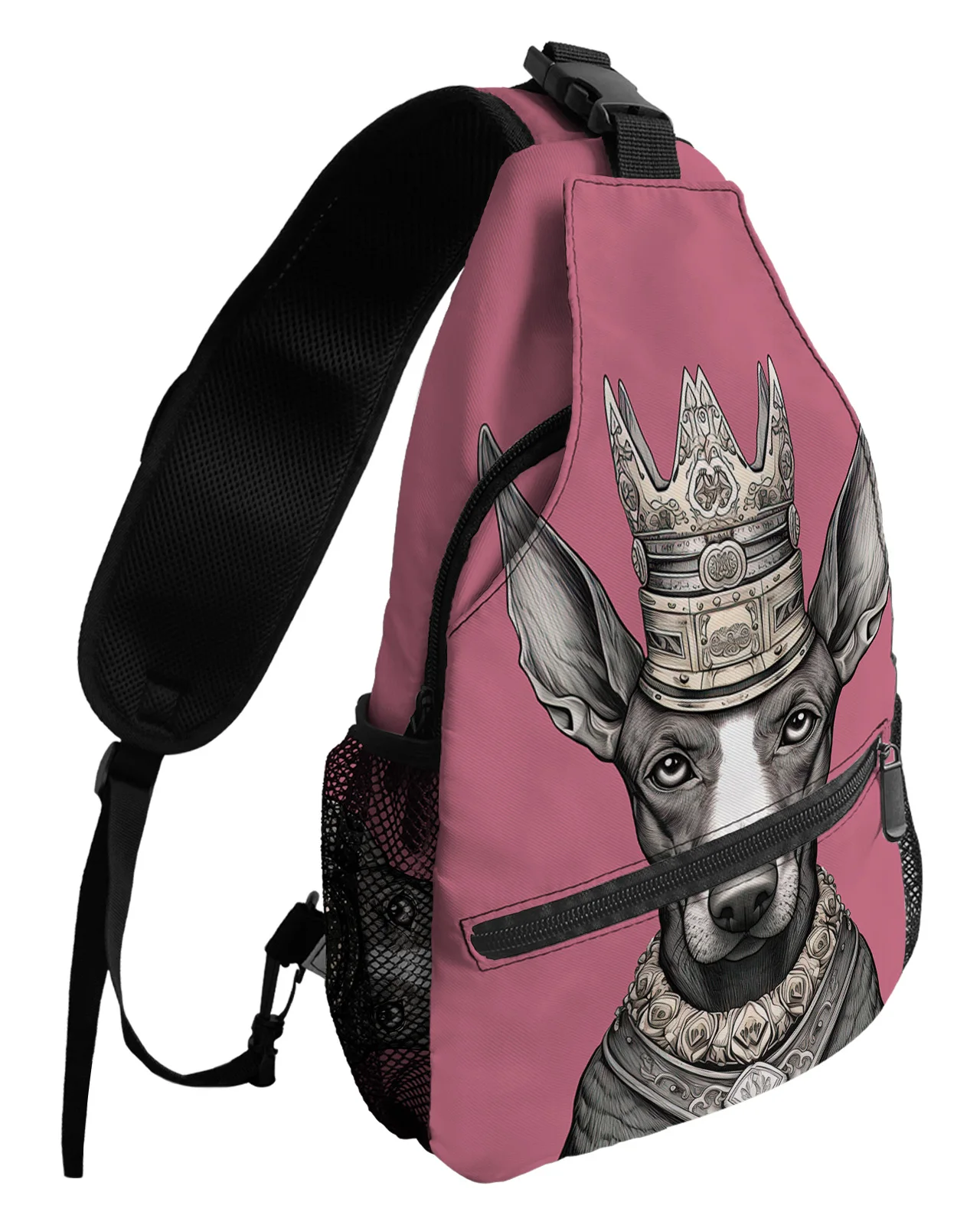 

Pet Dog Crown Chain Ears And Eyes Chest Bags For Women Men Waterproof Messenger Bags Travel Sport One Shoulder Crossbody Bag