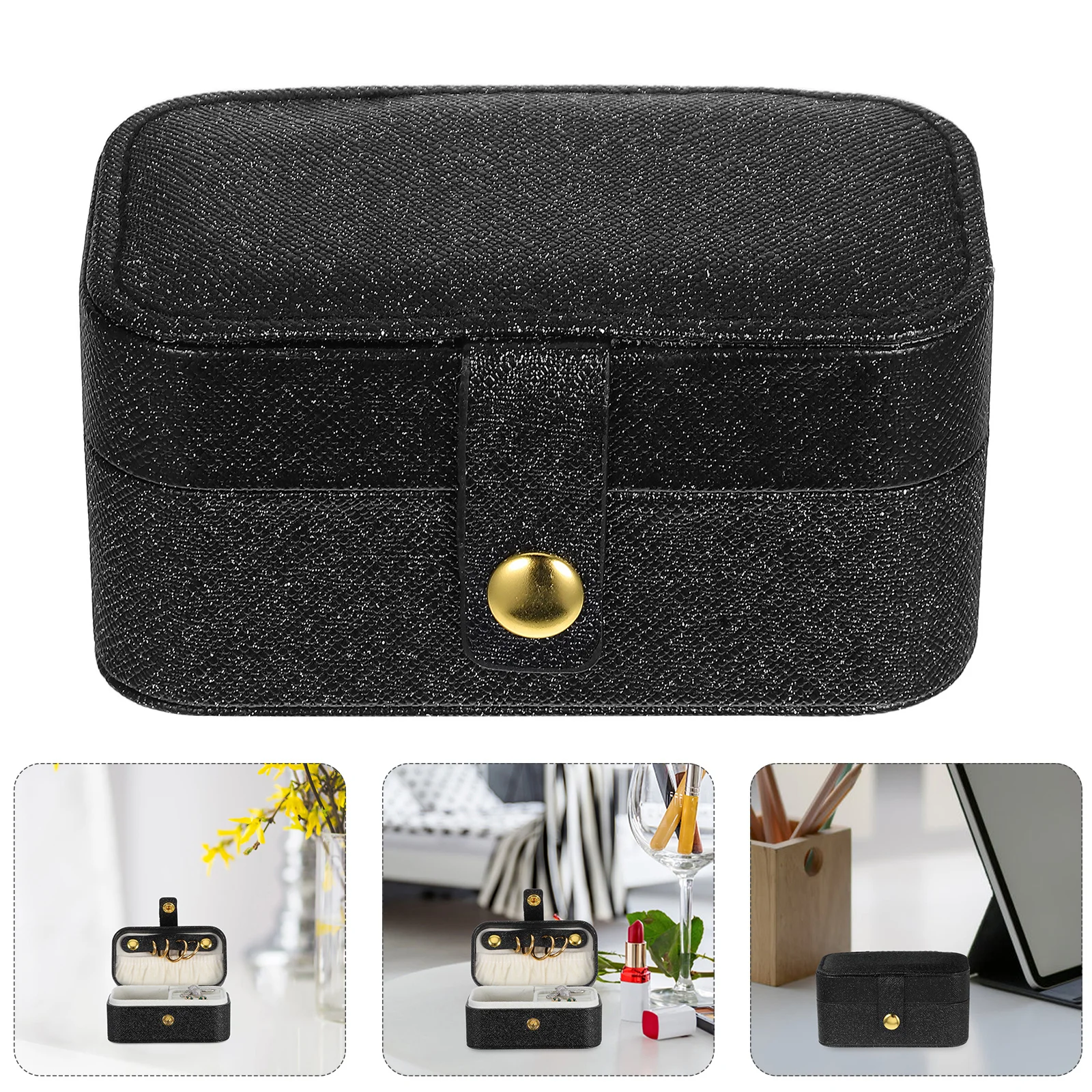 

Mini Travel Ring Box Portable Compact Jewelry Case Earring Organizer Travel Jewelry Storage Case for Girls Women