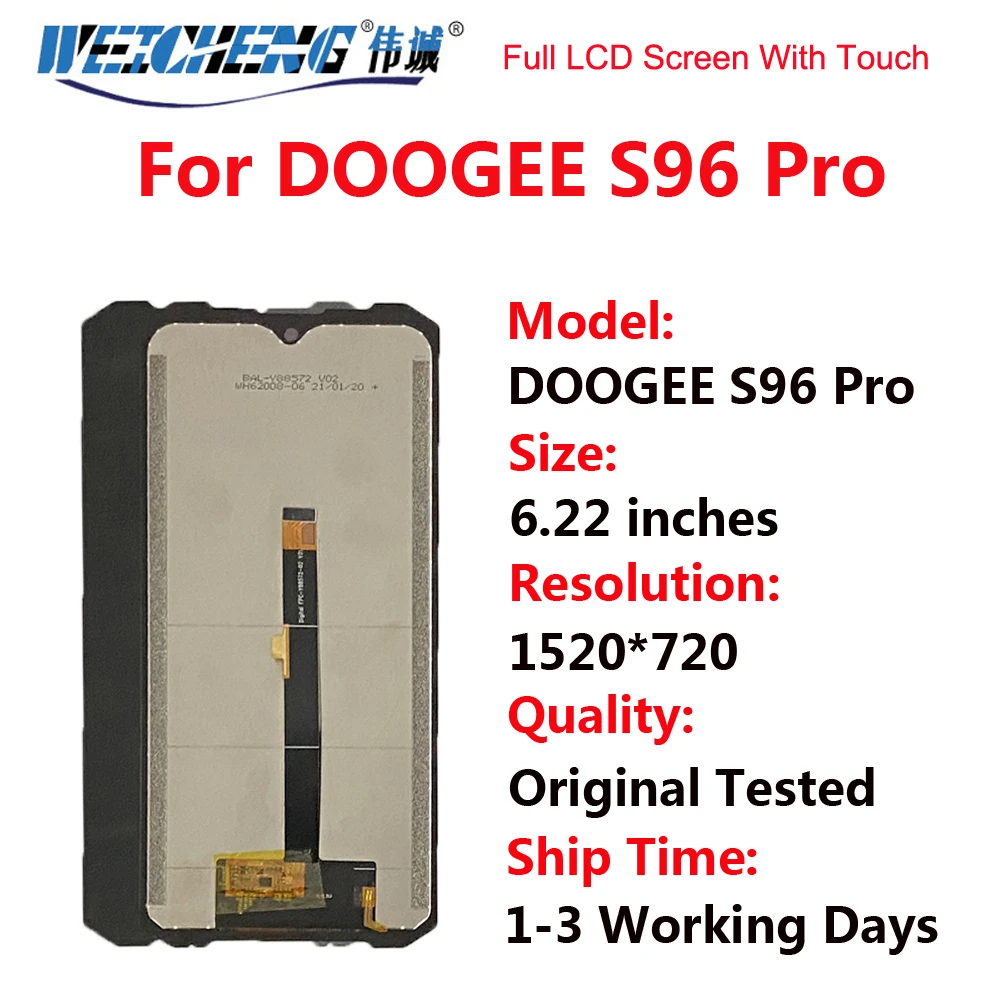 6.22 inch For Original DOOGEE S96 Pro LCD Display+Touch Screen Digitizer Assembly For Doogee S96 GT Display S96PRO LCD