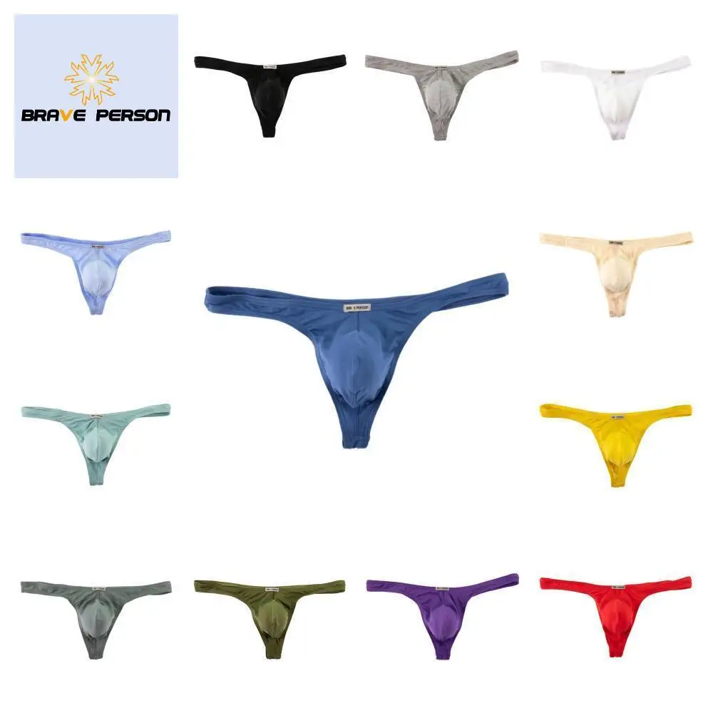 BRAVE PERSON Men Thongs Sexy Underwear Low Rise Solid Briefs Modal Breathable Underpants G Strings T-back Male Panties Thongs