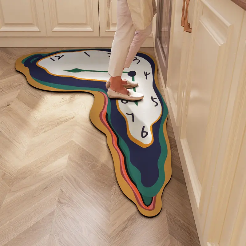 American kitchen floor mat Dali famous painting water-absorbing quick-drying non-slip mat foot mat