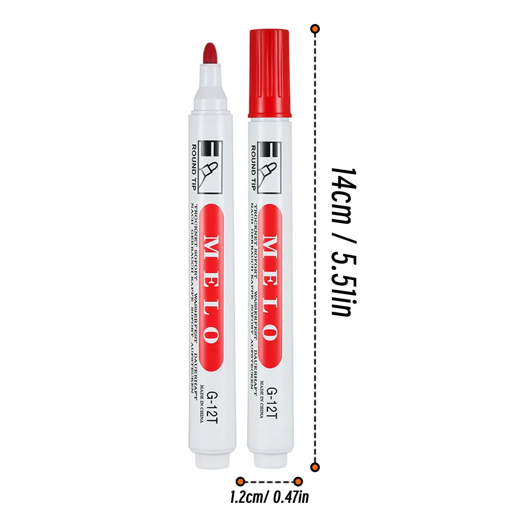 2mm 20p Permanent Paint Marker Pen Waterproof Black/Red Pen for Tyre Oily Markers Quick Drying Signature Pen Stationery Supplies