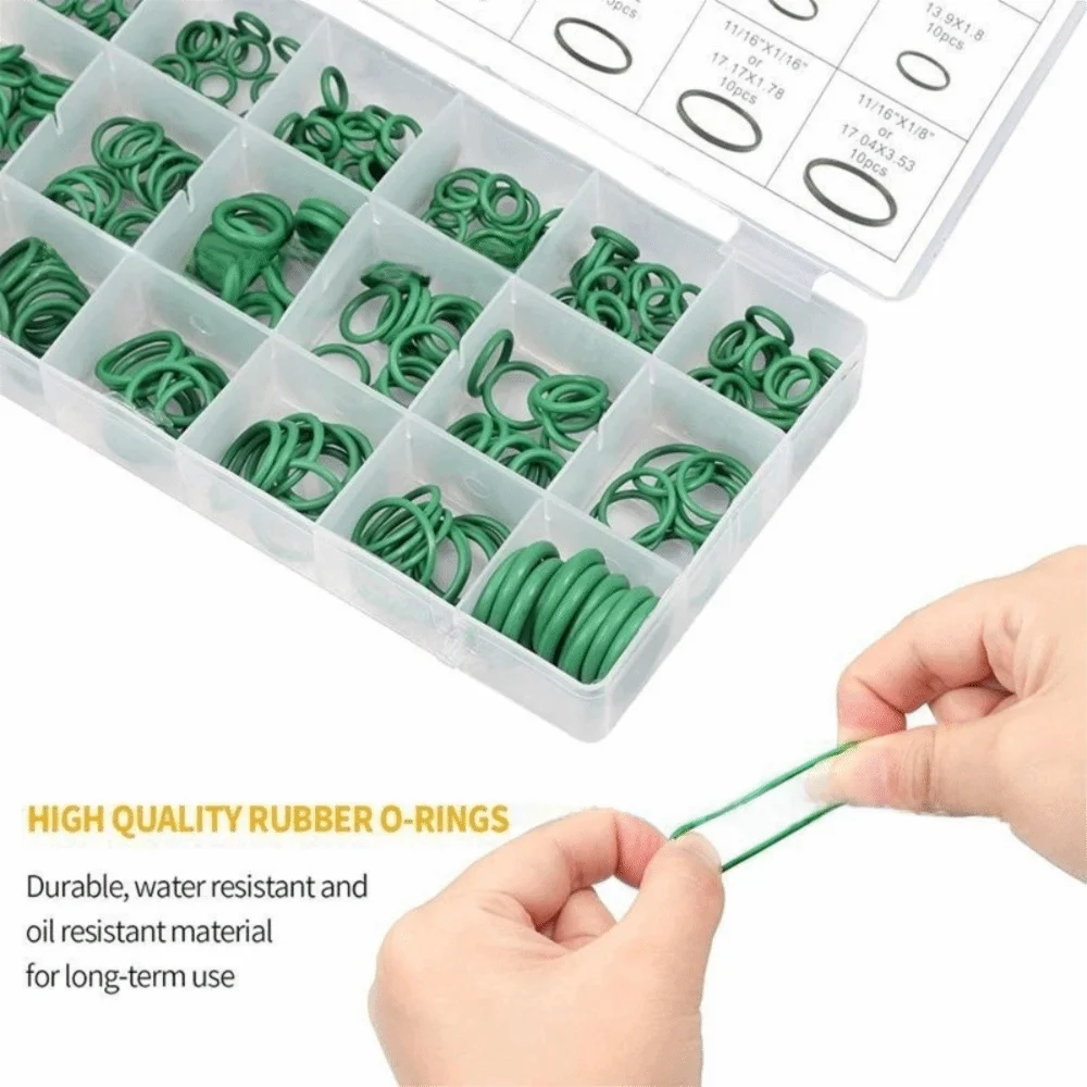 530pcs/set Green Air Conditioning O Ring Kit Assortment Set Rubber Accessories Seal Rubber O-Rings High Quality 18 Size
