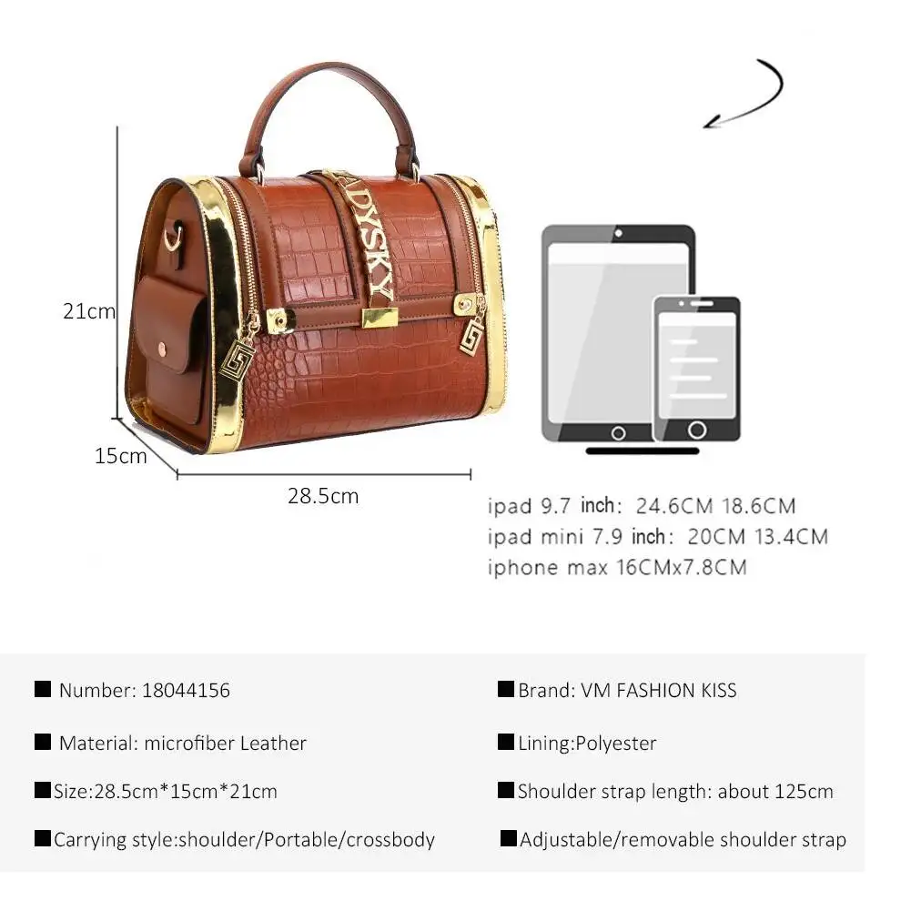 2024 Damska torba na ramię Wysokiej jakości czarne złoto Splicing Color Casual Crossbody Bags Handbag Fashion Sac A Mai